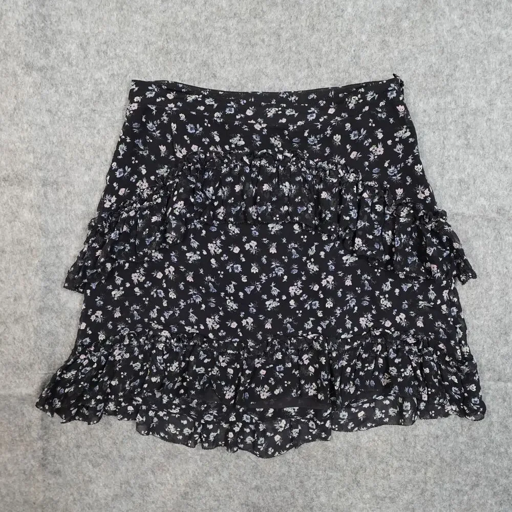 Love‎ Shack Fancy Skirt Womens 2 Mini Silk Floral Ruffle Tiered Feminine Fairy